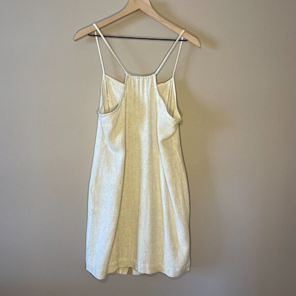 Women's 8 Topshop Linen Mini Slip Dress Button Down Spaghetti Straps Square Neck - Picture 6 of 10